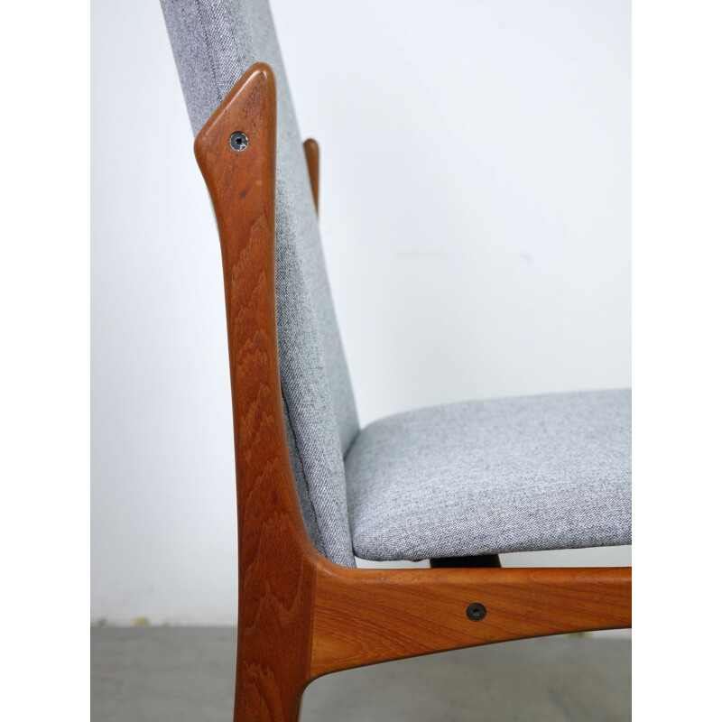 Set of 6 vintage teak chairs with high backrests by Vamdrup Stolefabrik, Denmark 1960s