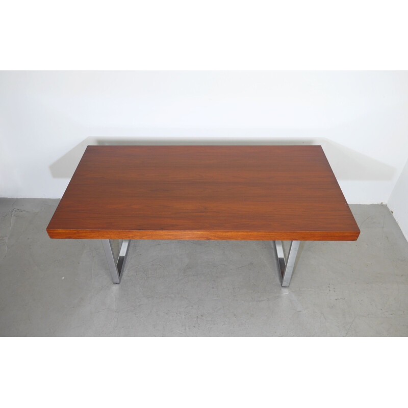 Mahogany vintage table with steel skids, Germany 1960s
