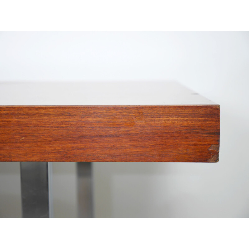 Mahogany vintage table with steel skids, Germany 1960s