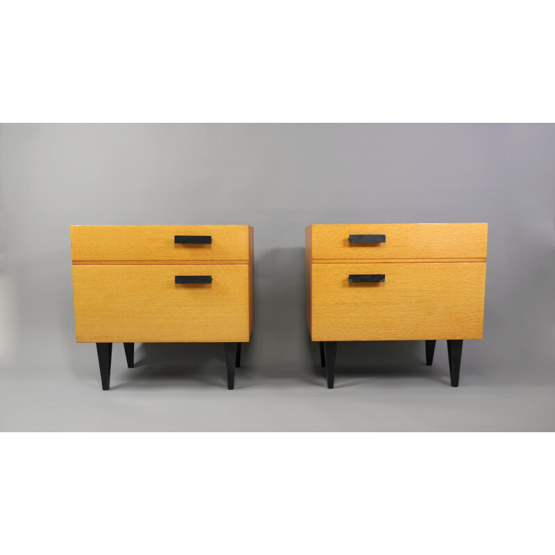 Pair of vintage ashwood night stands, Germany 1960s