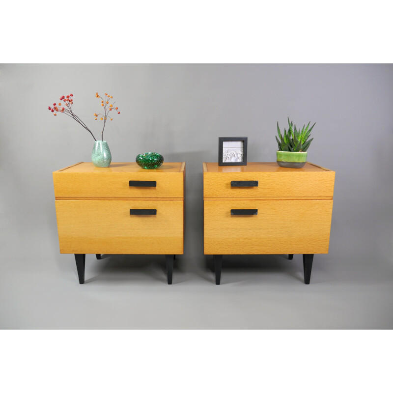 Pair of vintage ashwood night stands, Germany 1960s
