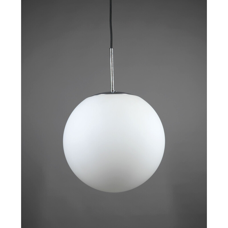 Mid century pendant lamp with opal glass globe from Glashütte Limburg, Germany 1960s