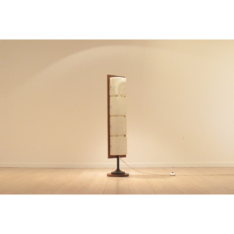 French Maison Arlus floor lamp in teak and metal - 1950s