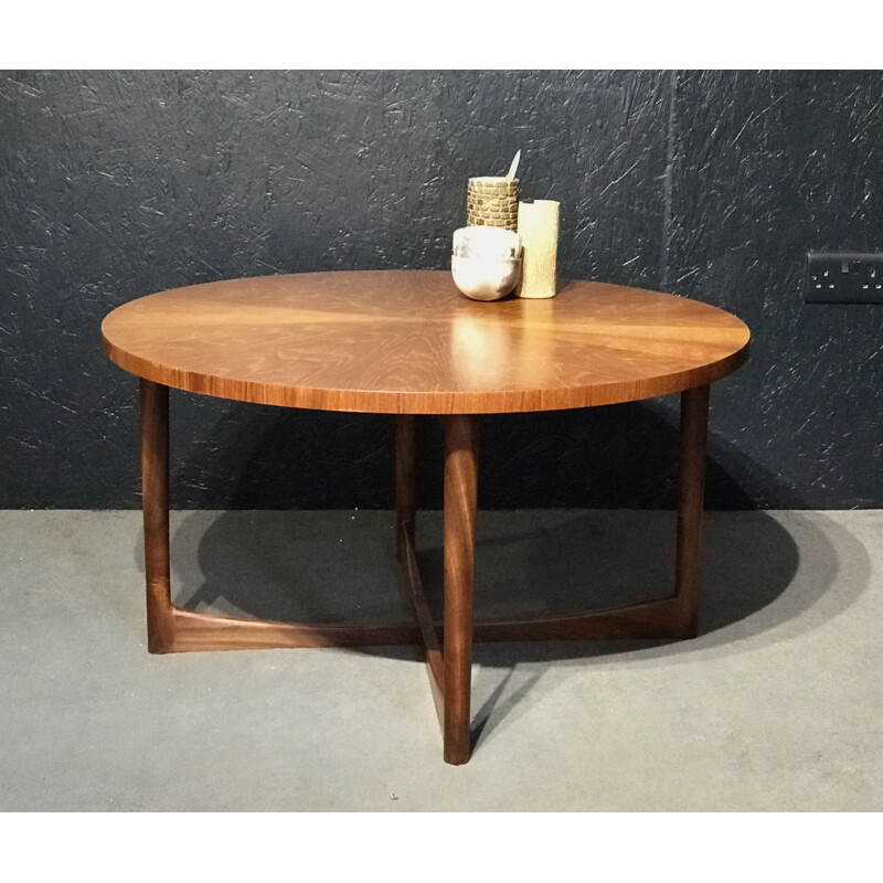 Mid-century Starburst collection teak round coffee table by Tom Robertson for A.H. McIntosh