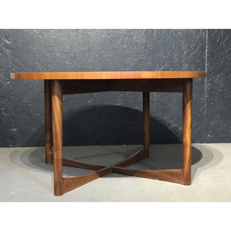 Mid-century Starburst collection teak round coffee table by Tom Robertson for A.H. McIntosh