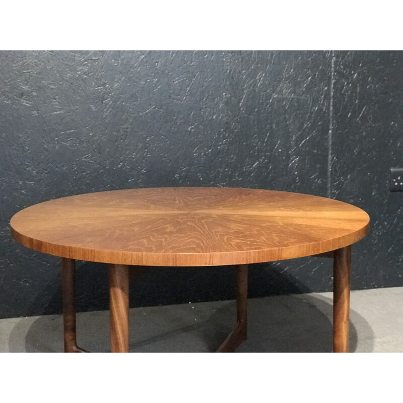 Mid-century Starburst collection teak round coffee table by Tom Robertson for A.H. McIntosh