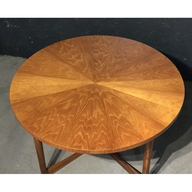 Mid-century Starburst collection teak round coffee table by Tom Robertson for A.H. McIntosh