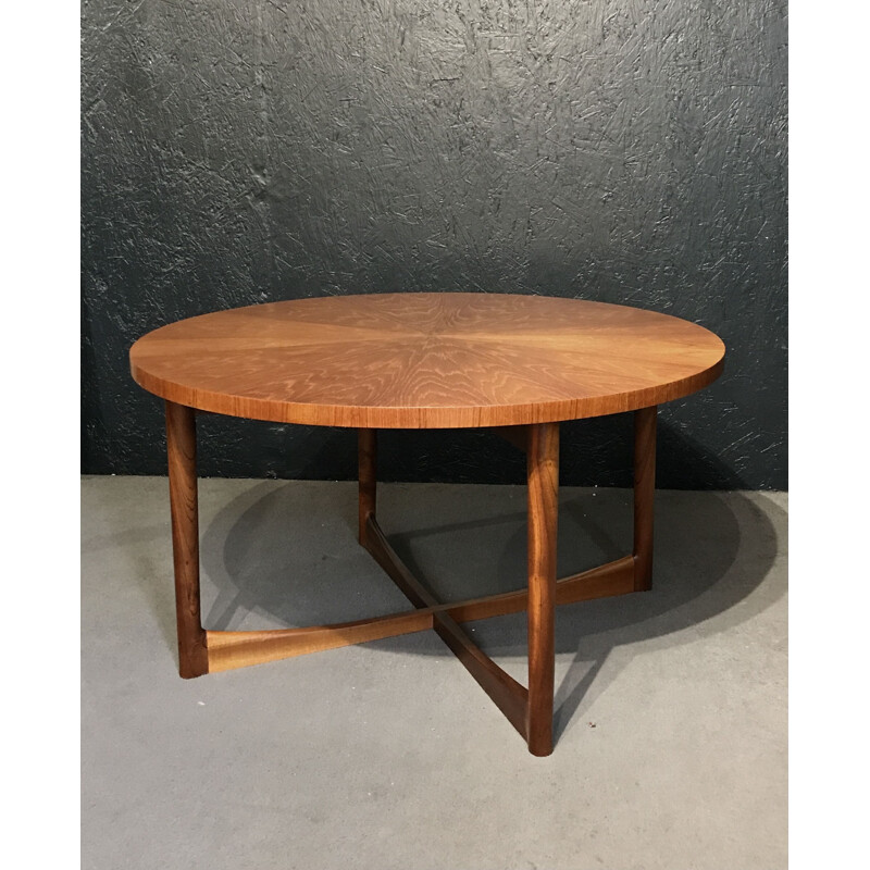 Mid-century Starburst collection teak round coffee table by Tom Robertson for A.H. McIntosh