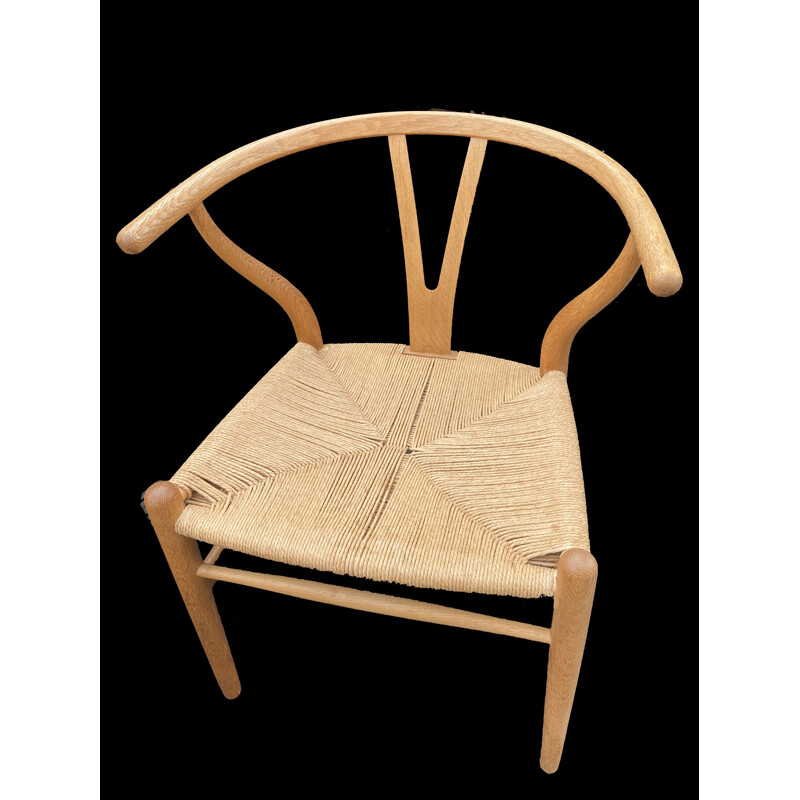 Conjunto de 6 cadeiras Wishbone vintage em madeira de Hans Wegner para Carl Hanson