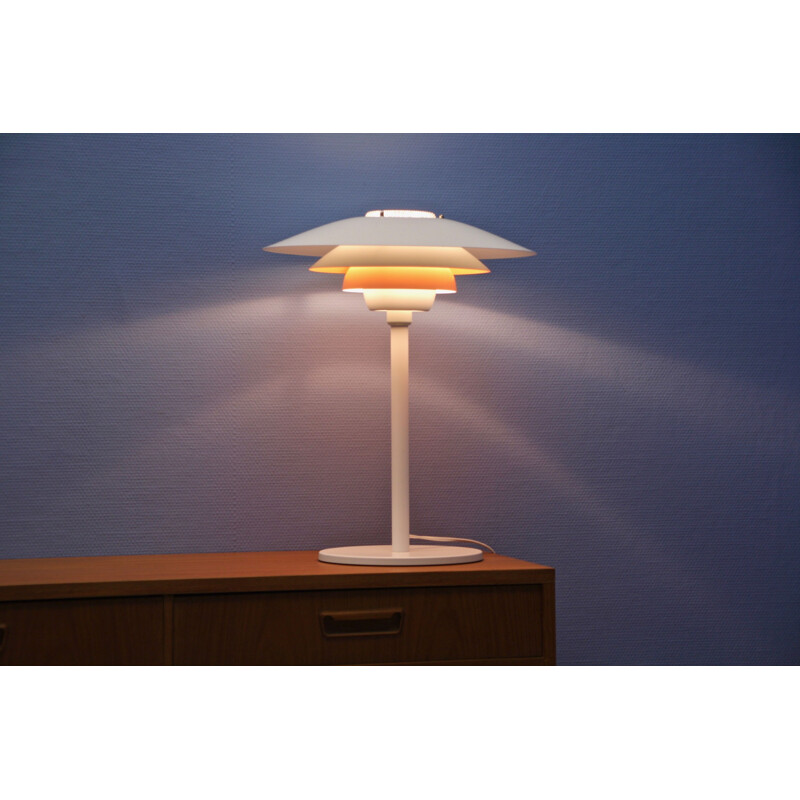 Danish vintage table lamp in white with orange terra accent by Jeka, 1980s