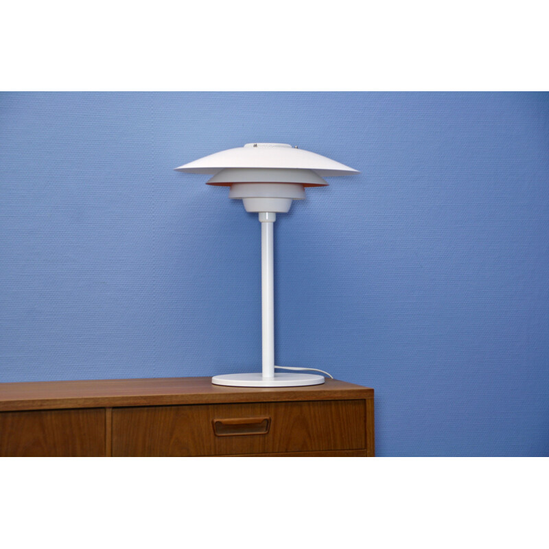 Danish vintage table lamp in white with orange terra accent by Jeka, 1980s