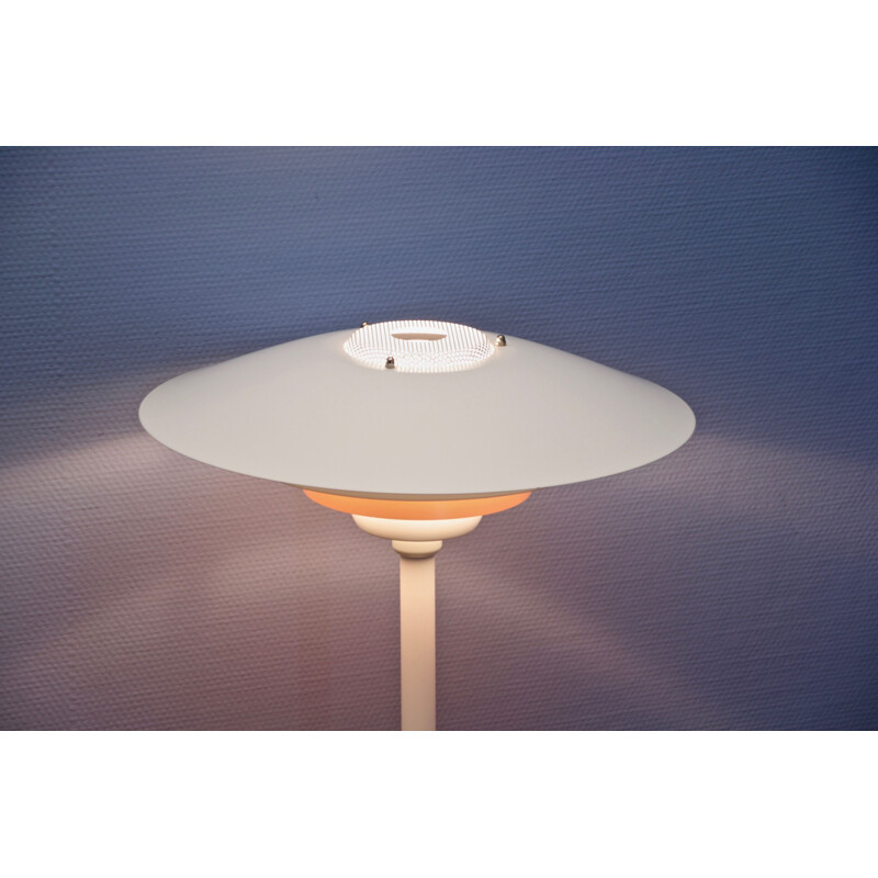Lampe de table danoise vintage en blanc avec accent terra orange par Jeka, 1980