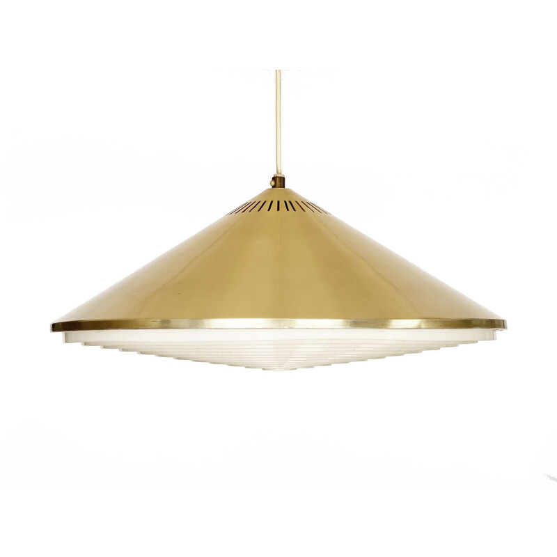 Vintage pendant lamp in golden aluminum, Sweden 1960s