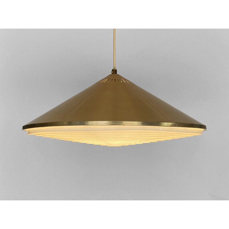 Vintage pendant lamp in golden aluminum, Sweden 1960s