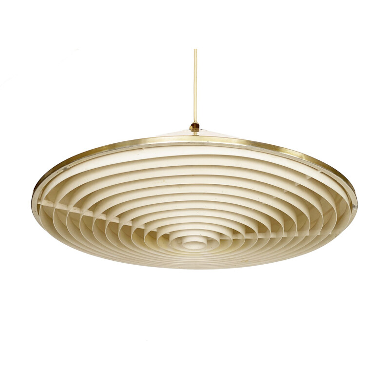 Vintage pendant lamp in golden aluminum, Sweden 1960s