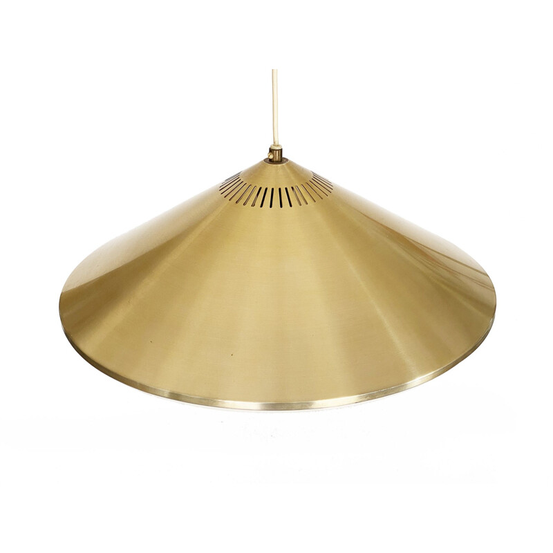 Vintage pendant lamp in golden aluminum, Sweden 1960s