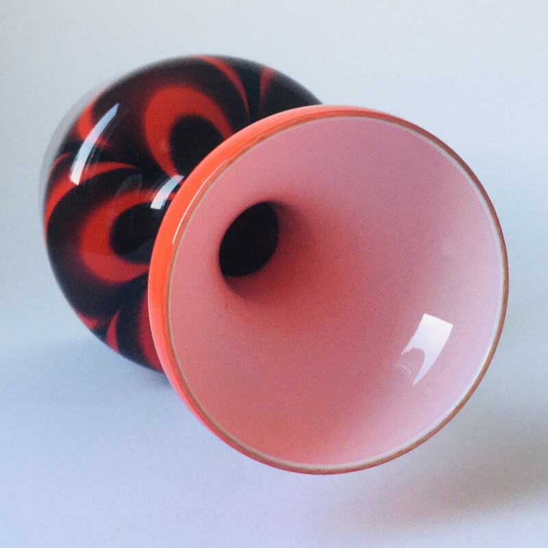 Vase Pop Art vintage en verre par Opaline Florence, Italie 1970
