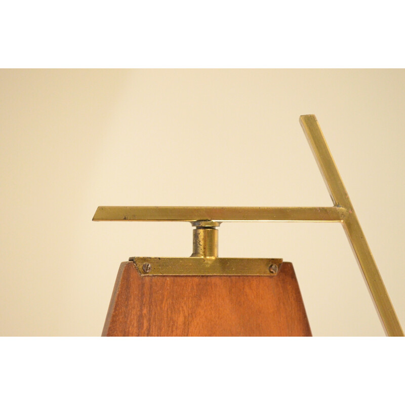 Italian Stilnovo floor lamp in teak and opaline glass - 1950s