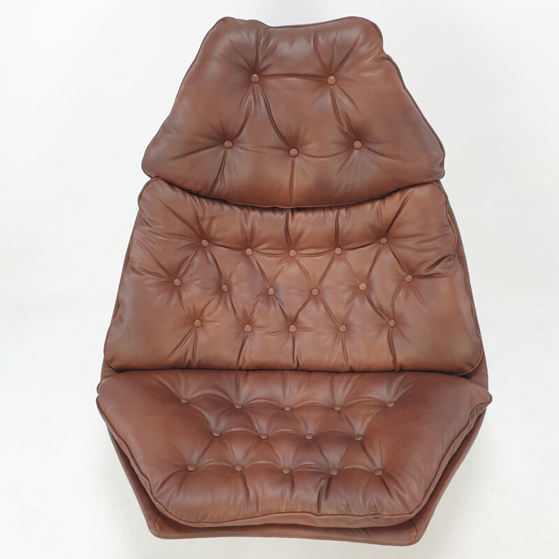Mid century leather F588 lounge chair by Geoffrey Harcourt for Artifort, 1960s