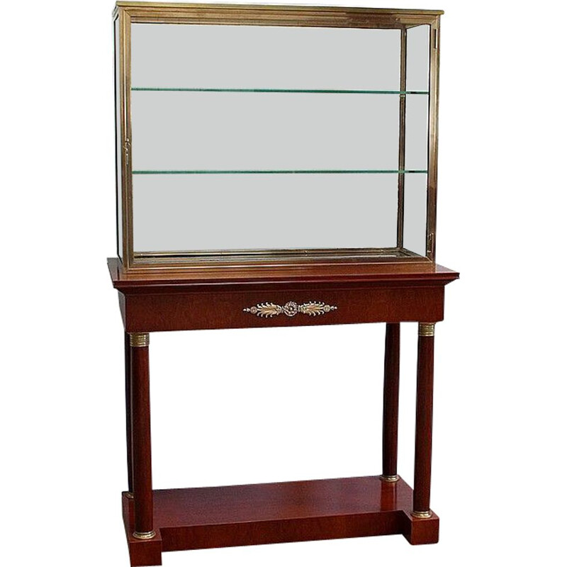 Vintage display cabinet on console