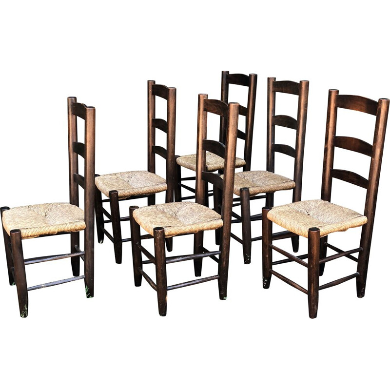 Ensemble de 6 chaises vintage en