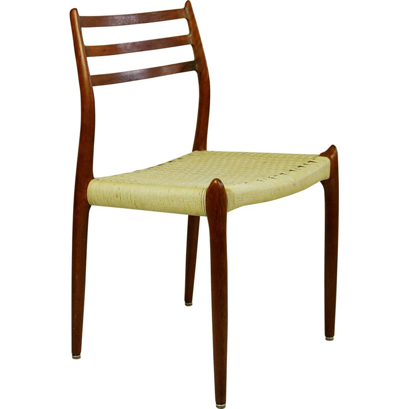 Paar vintage teakhouten Deense stoelen mod. 78 door N.O. Moller, 1962