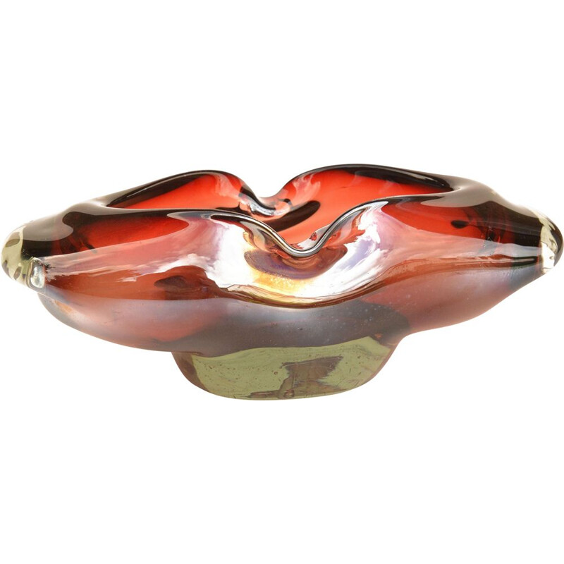 Vintage ashtray in multicolored glass by Milena Velíšková for Skrdlovice Sklarna, Czech Republic 1960