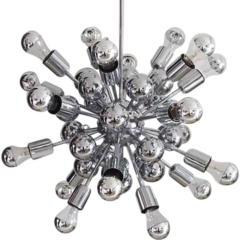 Mid century chandelier sputnik in chrome by Goffredo Reggiani, Italy 1970s