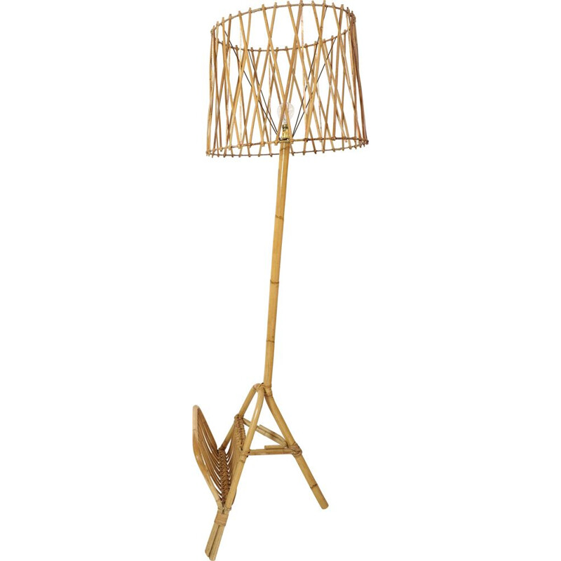 Mid century rattan floor lamp, 1960-1970