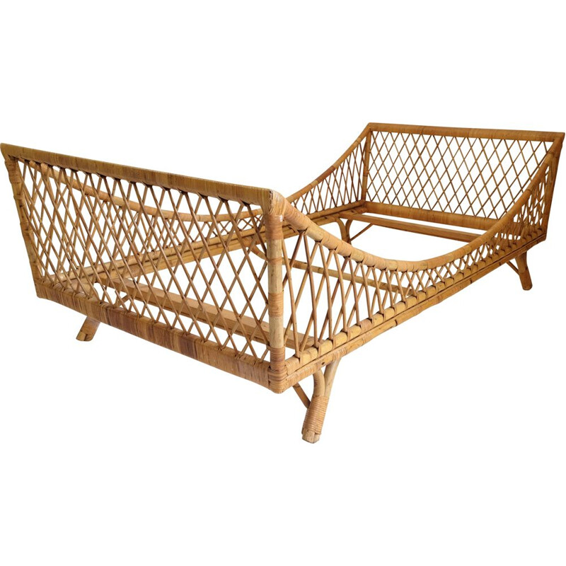 Vintage boat bed in rattan, 1950-1960