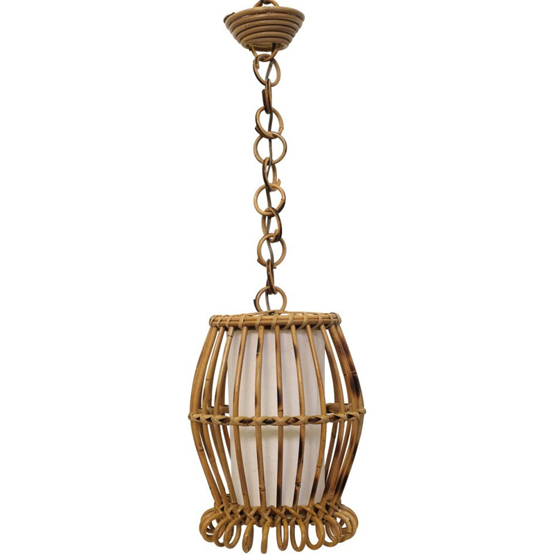 Vintage rattan pendant lamp, 1960s