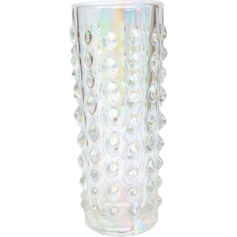 Vintage iridescent vase by P. Pánek for Heřmanova Hut, Czech Republic 1971