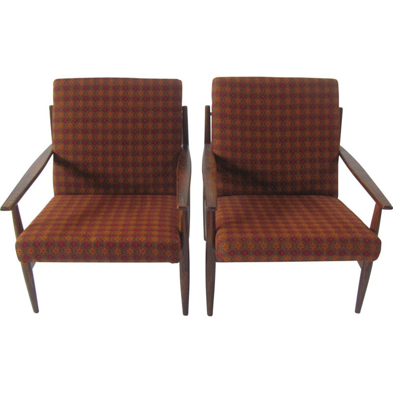 Paire de fauteuils vintage à motifs floraux, Tchèque 1960