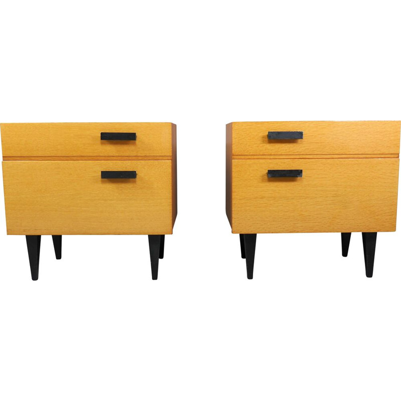 Pair of vintage ashwood night stands, Germany 1960s