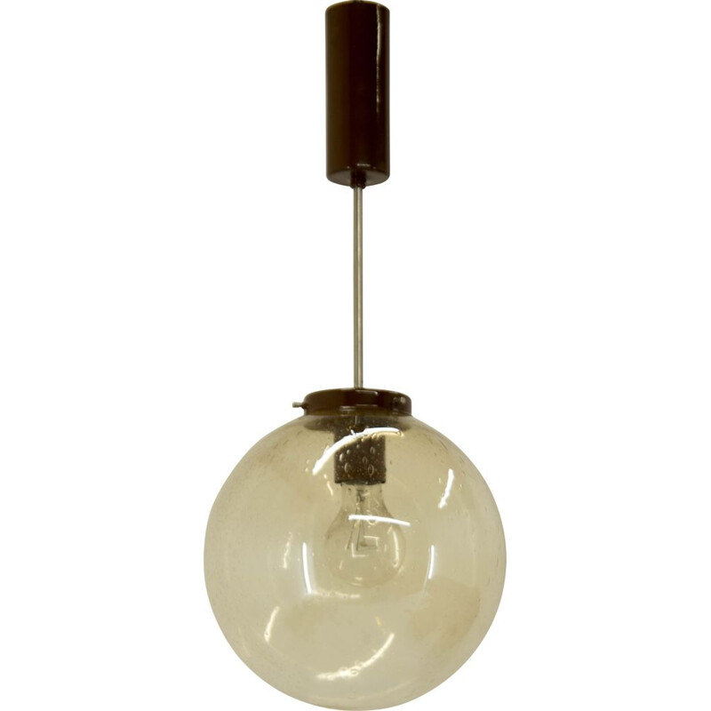 Lámpara de suspensión vintage de vidrio soplado de Kamenicky Senov, 1970