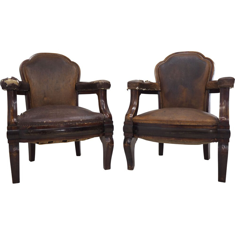 Pair of vintage Art Deco armchairs from Ministry of Interior Czechoslovakia, 1930s