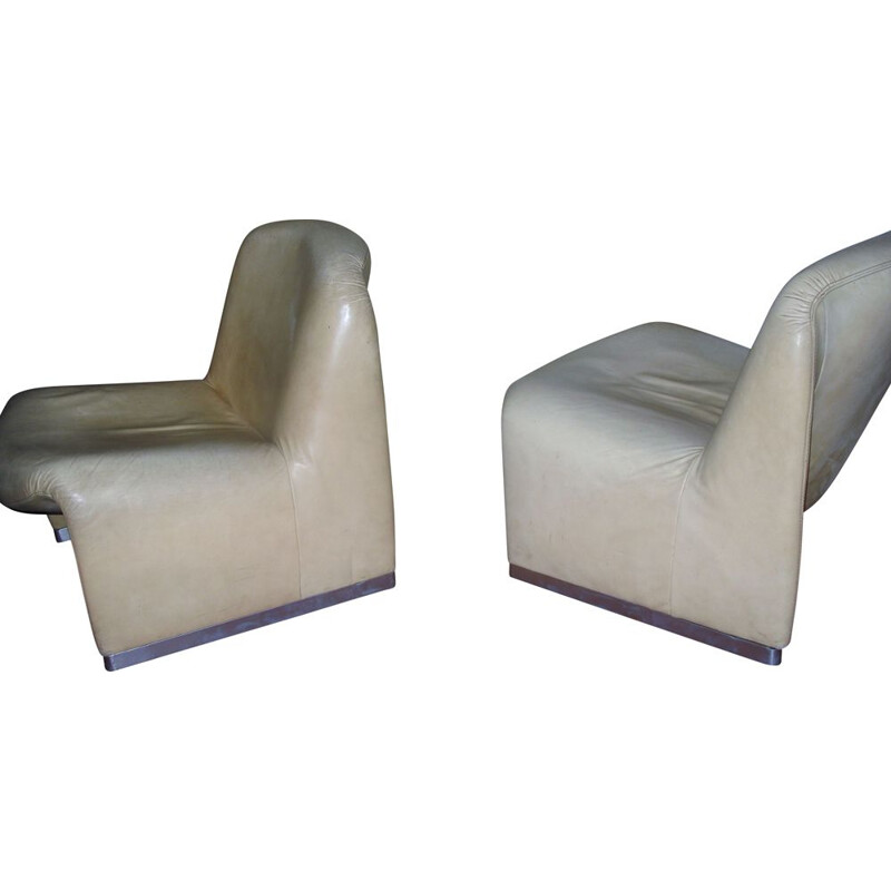 Pair of vintage Alki leather armchairs, 1970