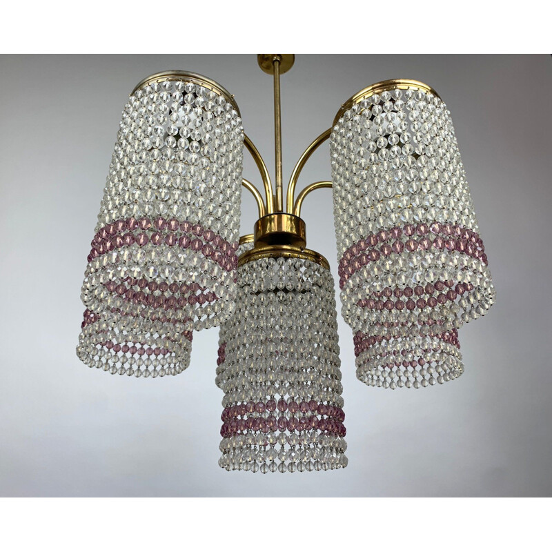 Vintage crystal chandelier, Czechoslovakia 1950