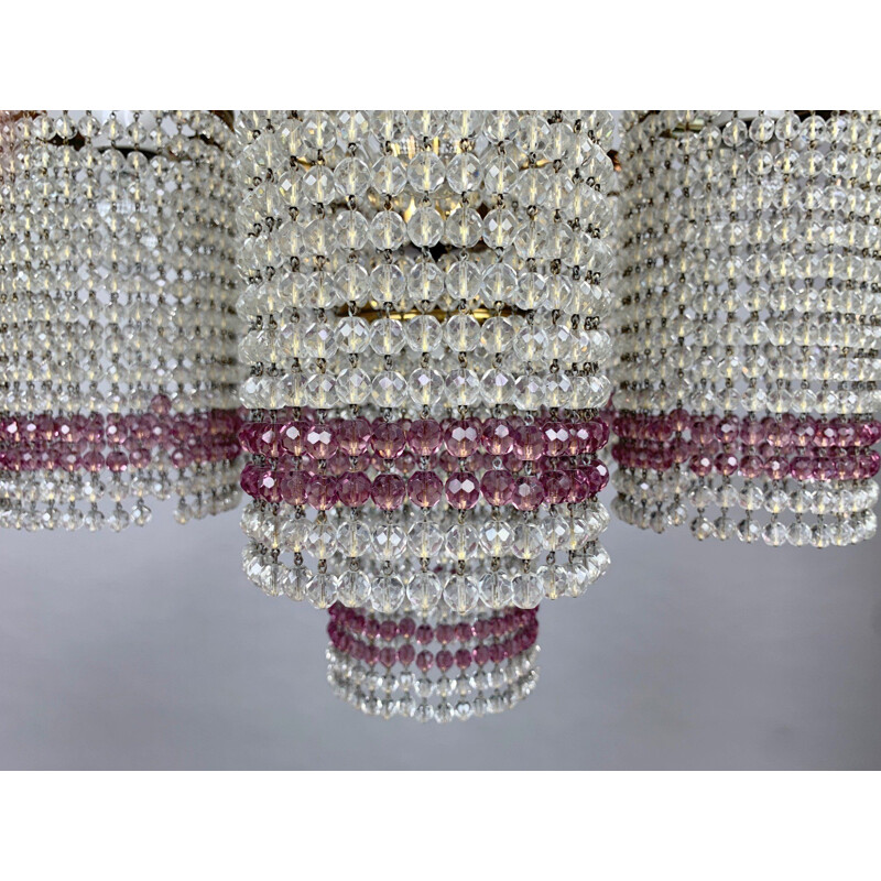 Vintage crystal chandelier, Czechoslovakia 1950