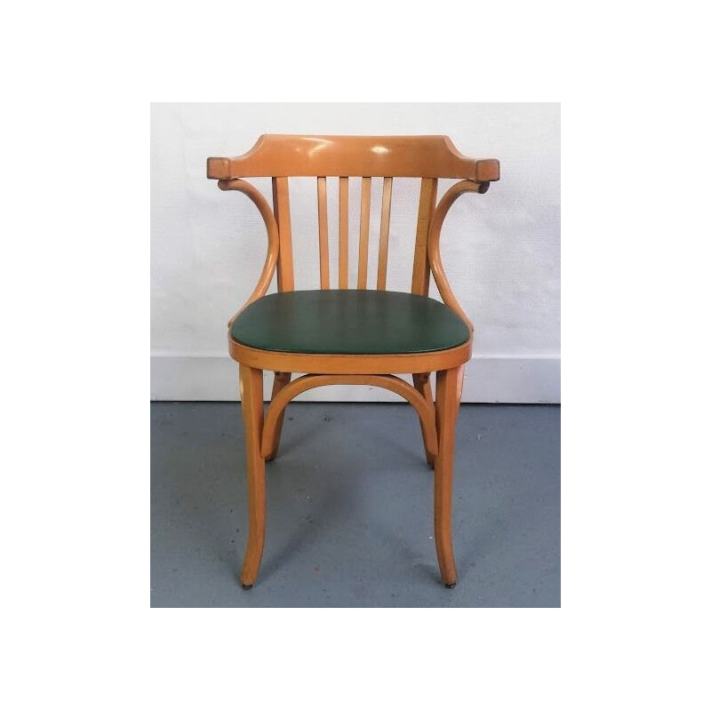 Baumann n 21 vintage beechwood and leather office chair by Baumann, 1960