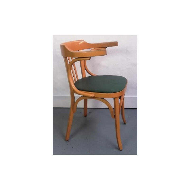 Baumann n 21 vintage beechwood and leather office chair by Baumann, 1960