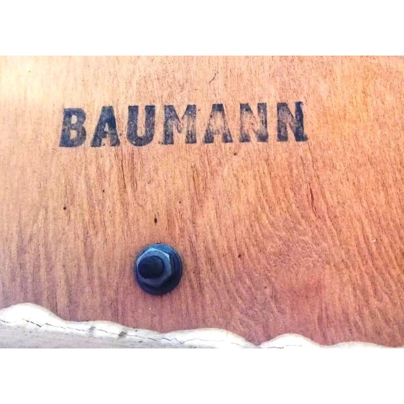 Chaise de bureau Baumann n 21 vintage en bois de hêtre et cuir par Baumann, 1960