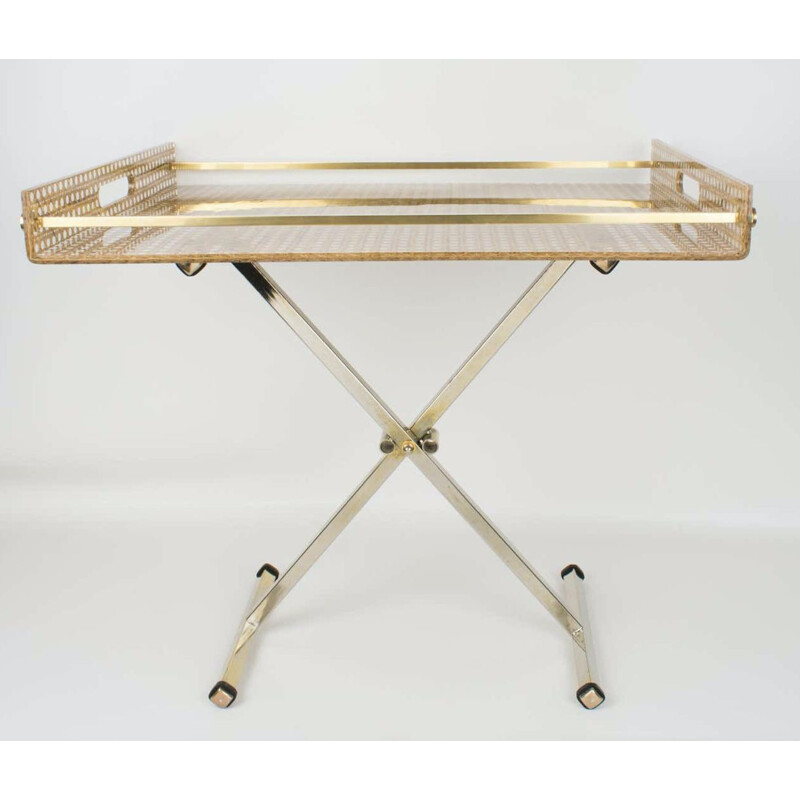 Vintage folding side table in plexiglass and cane by Christian Dior Home, 1970