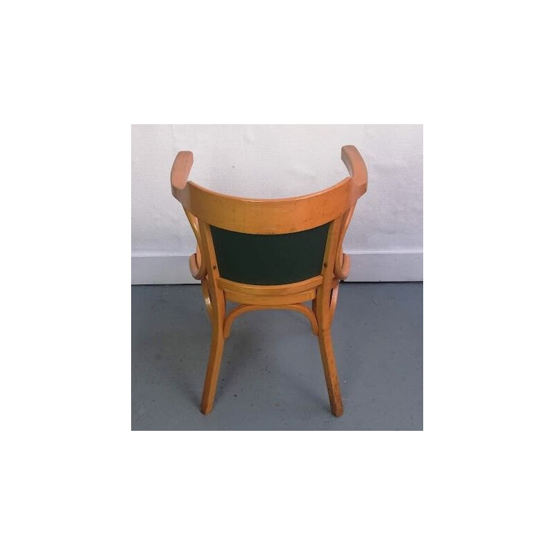 Vintage beechwood and leather office chair by Baumann, 1960s