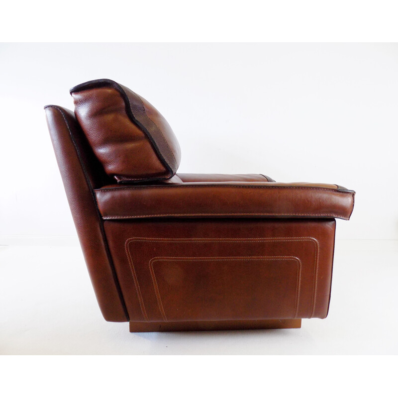 Fauteuil vintage en cuir par Roche Bobois, 1970