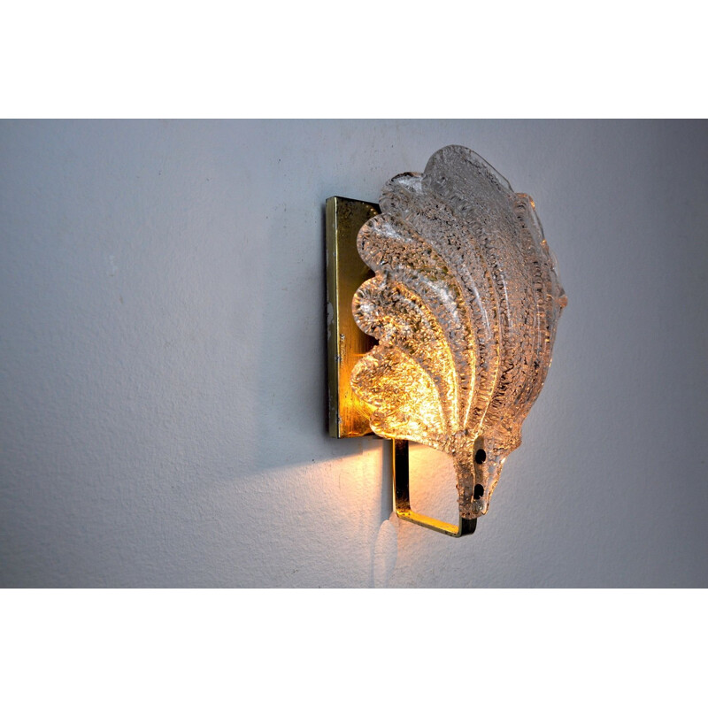 Vintage wall lamp in gold metal and frosted glass by Carl Fagerlund for Lyfa, Austria 1970