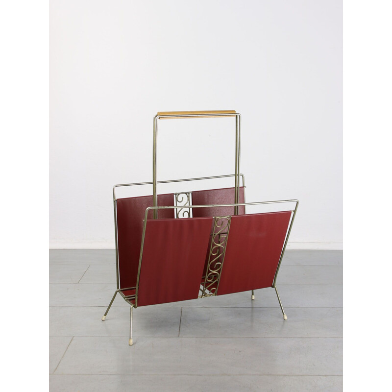 Mid-century Italian red magazine rack