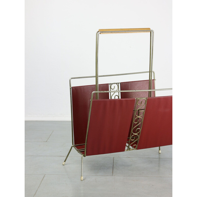 Mid-century Italian red magazine rack