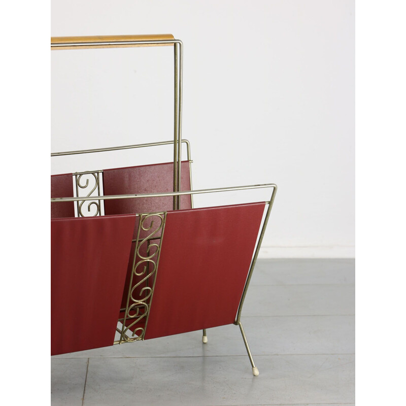 Mid-century Italian red magazine rack