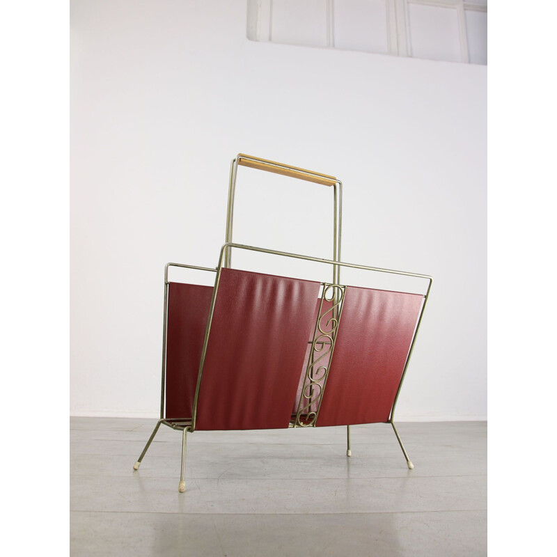 Mid-century Italian red magazine rack